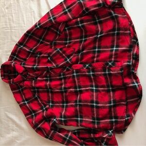 Red Plaid Button-Up Shirt